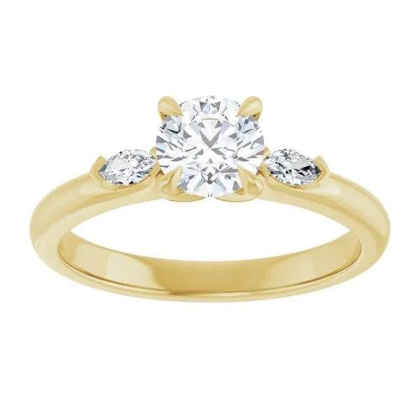 Claw-Prong Three-Stone Engagement Ring Image 3 Stuart Benjamin & Co. Jewelry Designs San Diego, CA