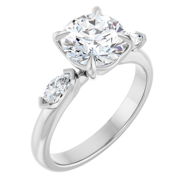 Claw-Prong Three-Stone Engagement Ring