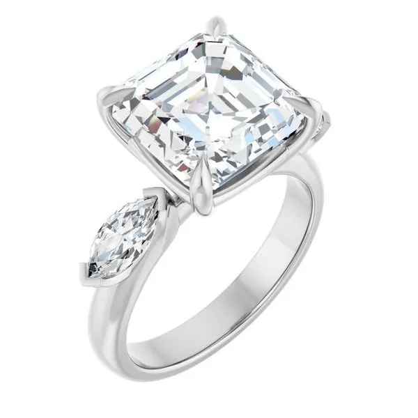 Claw-Prong Three-Stone Engagement Ring