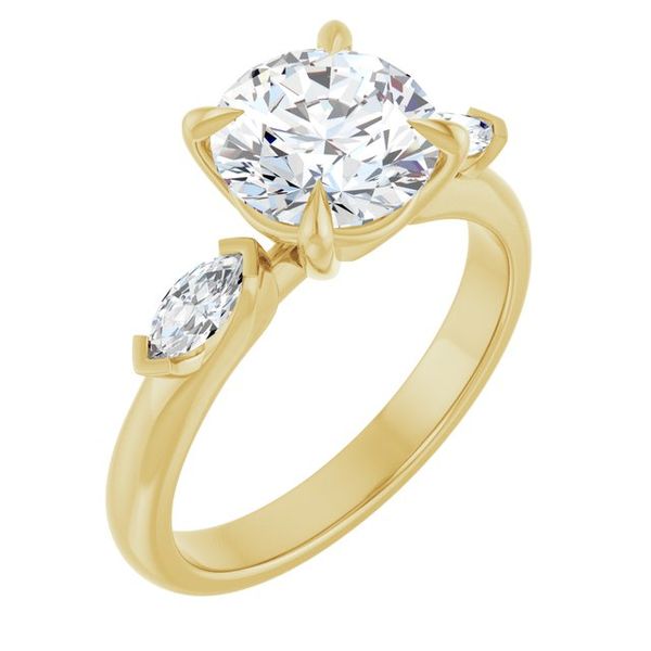 Claw-Prong Three-Stone Engagement Ring