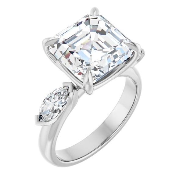 Claw-Prong Three-Stone Engagement Ring