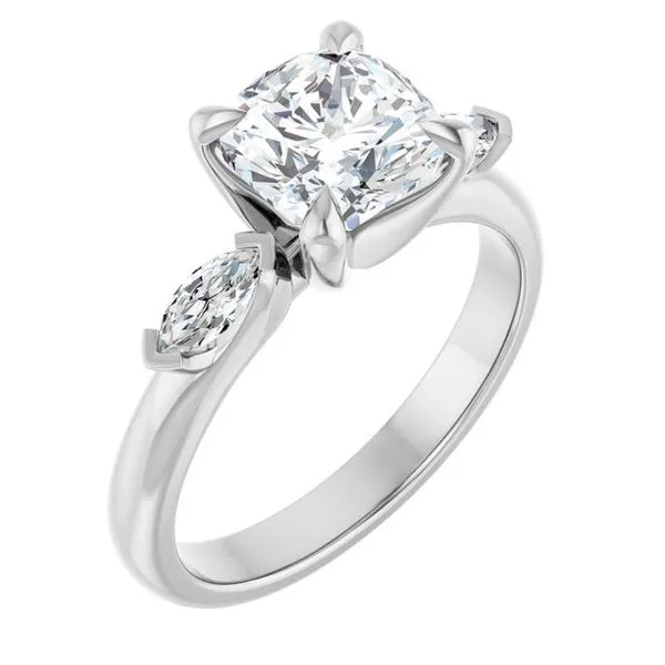 Claw-Prong Three-Stone Engagement Ring