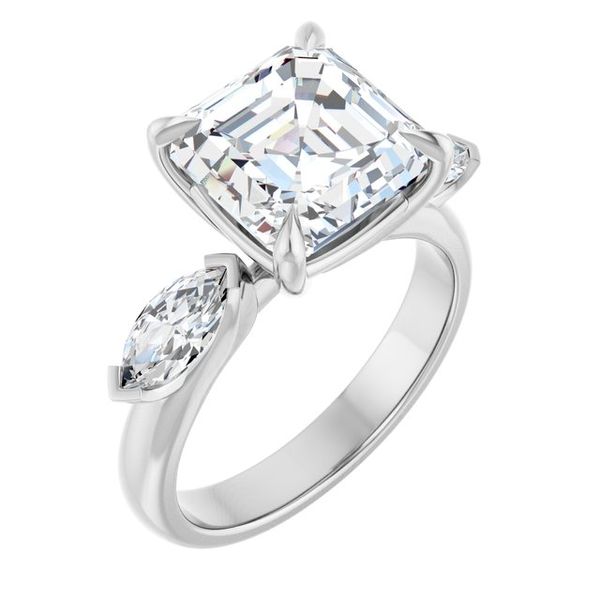 Claw-Prong Three-Stone Engagement Ring