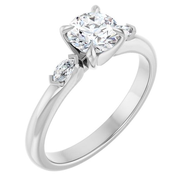 Claw-Prong Three-Stone Engagement Ring