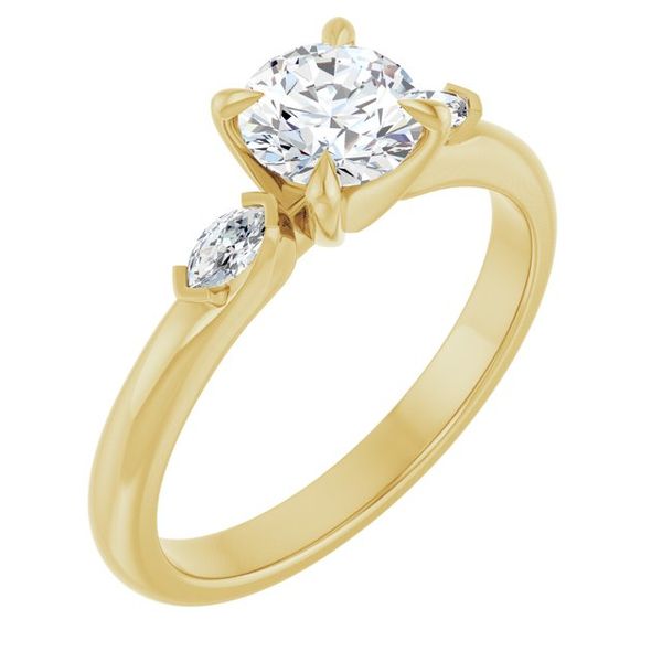 Claw-Prong Three-Stone Engagement Ring