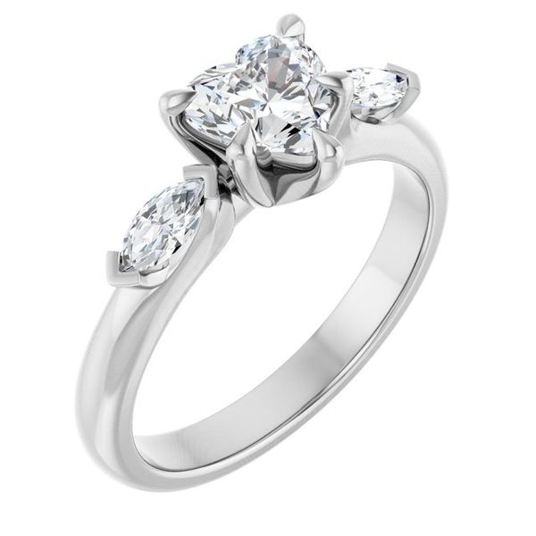 Claw-Prong Three-Stone Engagement Ring