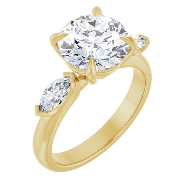 Claw-Prong Three-Stone Engagement Ring