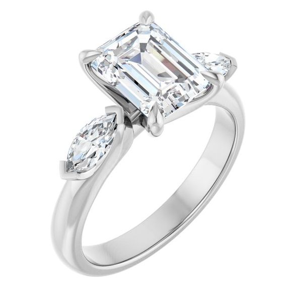 Claw-Prong Three-Stone Engagement Ring