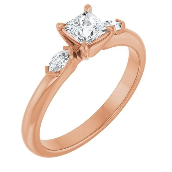 Claw-Prong Three-Stone Engagement Ring