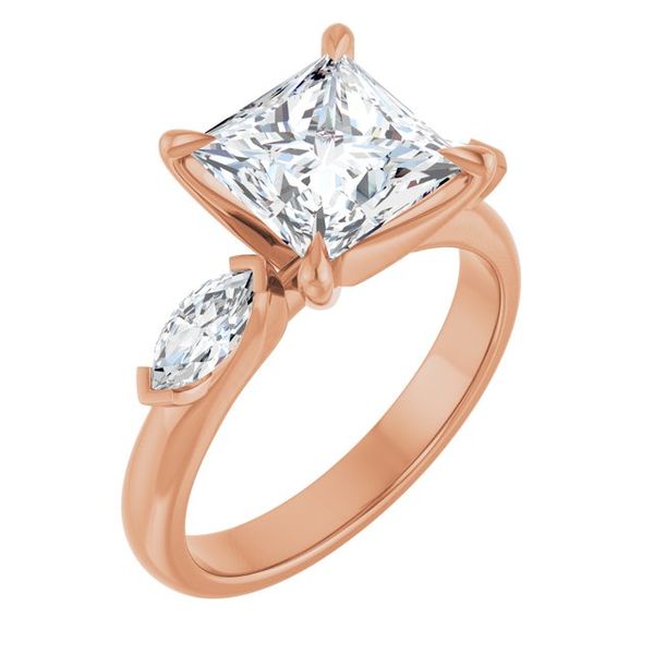 Claw-Prong Three-Stone Engagement Ring