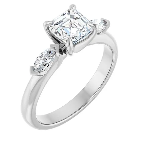 Claw-Prong Three-Stone Engagement Ring