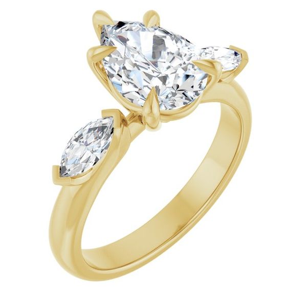 Claw-Prong Three-Stone Engagement Ring