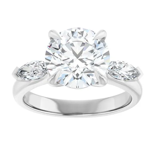 Claw-Prong Three-Stone Engagement Ring Image 3 J. West Jewelers Round Rock, TX