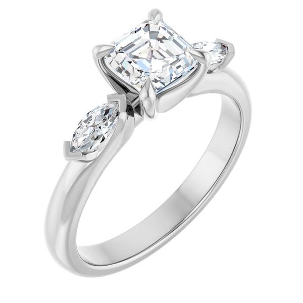 Claw-Prong Three-Stone Engagement Ring