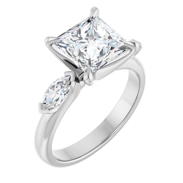 Claw-Prong Three-Stone Engagement Ring
