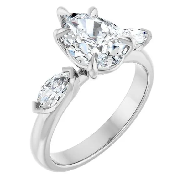Claw-Prong Three-Stone Engagement Ring