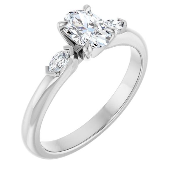 Claw-Prong Three-Stone Engagement Ring