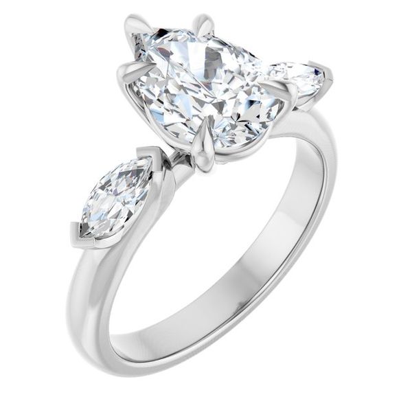 Claw-Prong Three-Stone Engagement Ring