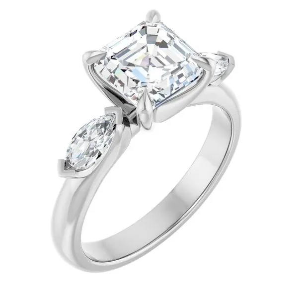 Claw-Prong Three-Stone Engagement Ring J. West Jewelers Round Rock, TX