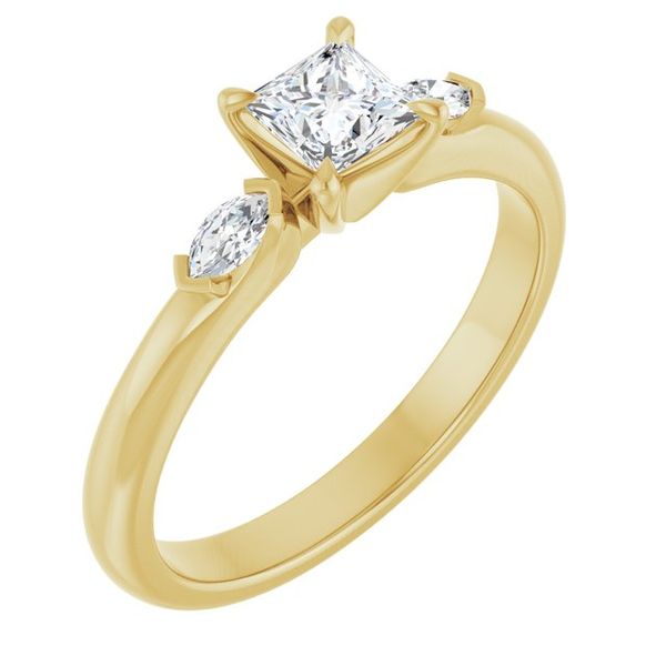 Claw-Prong Three-Stone Engagement Ring
