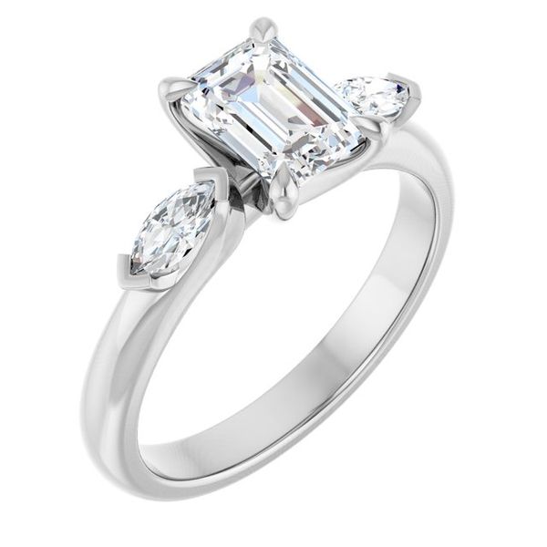 Claw-Prong Three-Stone Engagement Ring
