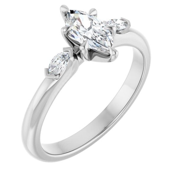 Claw-Prong Three-Stone Engagement Ring