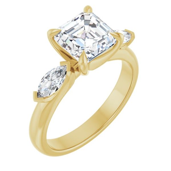 Claw-Prong Three-Stone Engagement Ring