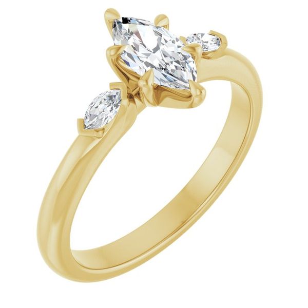 Claw-Prong Three-Stone Engagement Ring