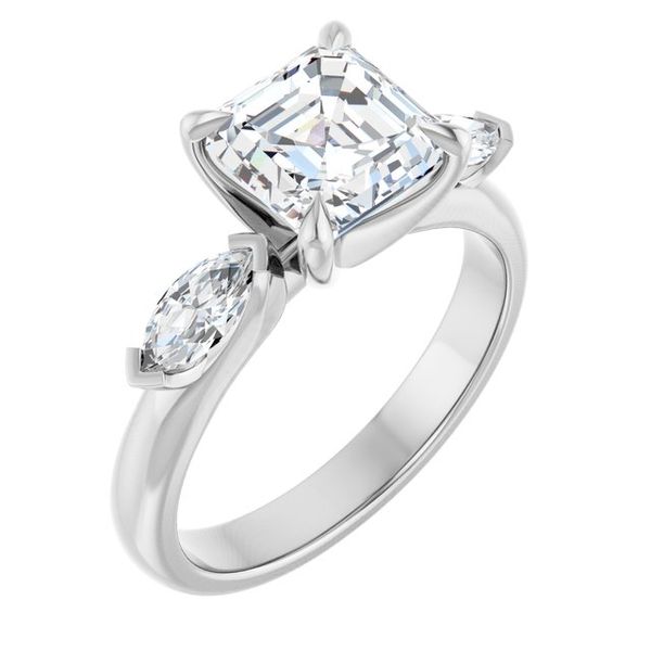 Claw-Prong Three-Stone Engagement Ring