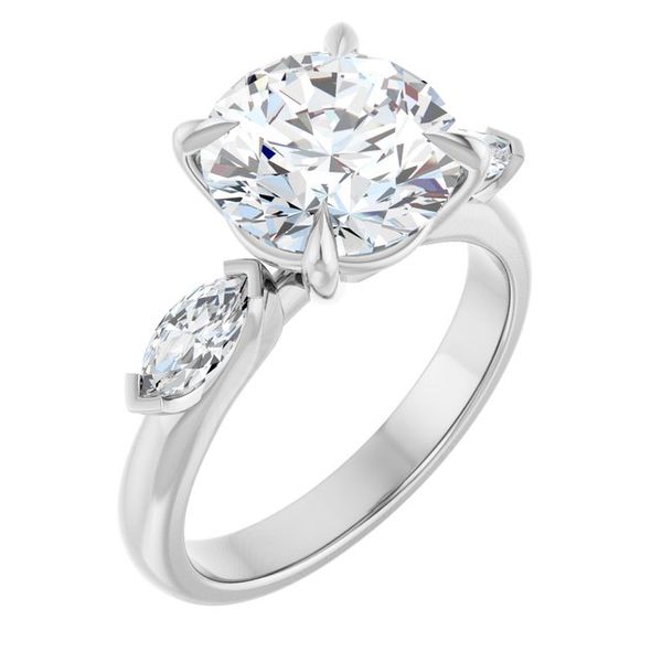 Claw-Prong Three-Stone Engagement Ring