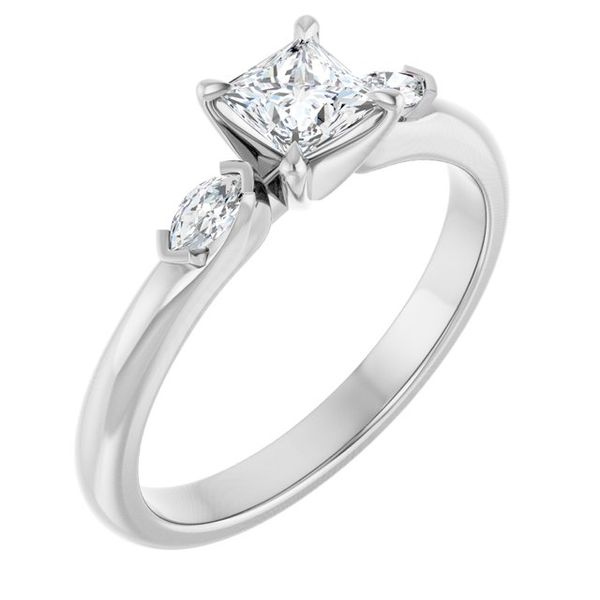 Claw-Prong Three-Stone Engagement Ring