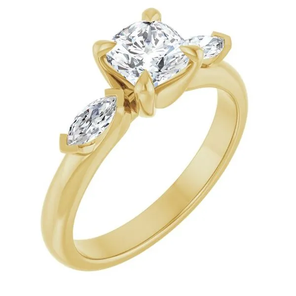 Claw-Prong Three-Stone Engagement Ring