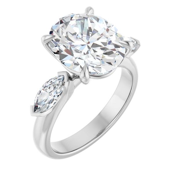 Claw-Prong Three-Stone Engagement Ring