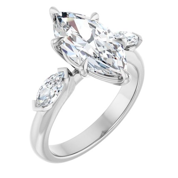 Claw-Prong Three-Stone Engagement Ring
