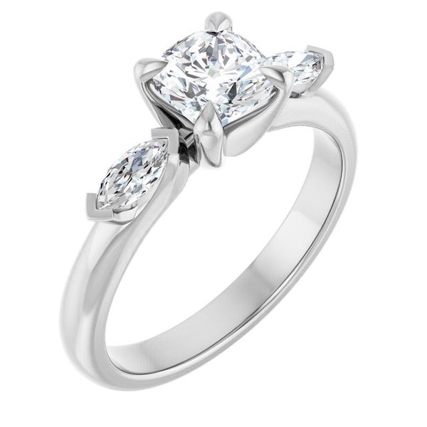 Claw-Prong Three-Stone Engagement Ring