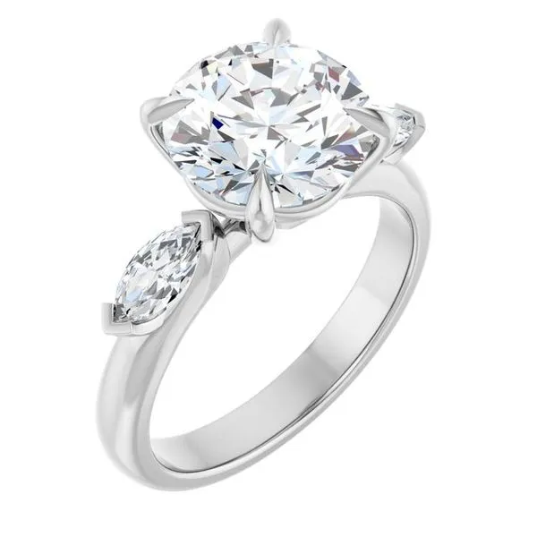 Claw-Prong Three-Stone Engagement Ring