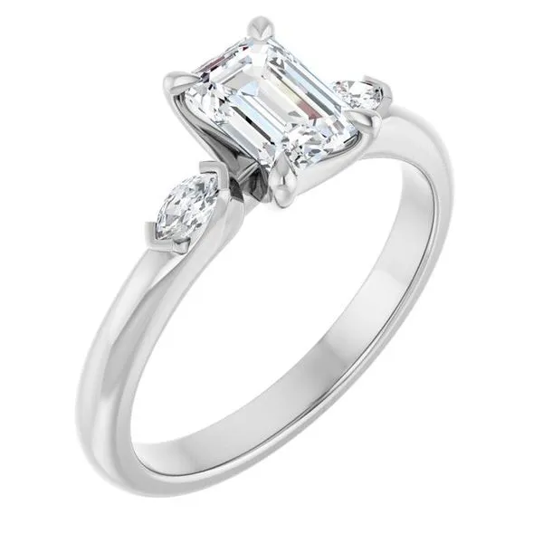 Claw-Prong Three-Stone Engagement Ring
