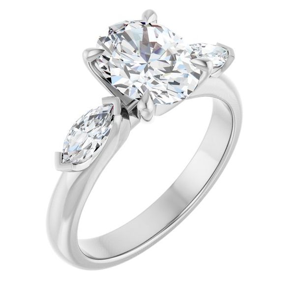 Claw-Prong Three-Stone Engagement Ring