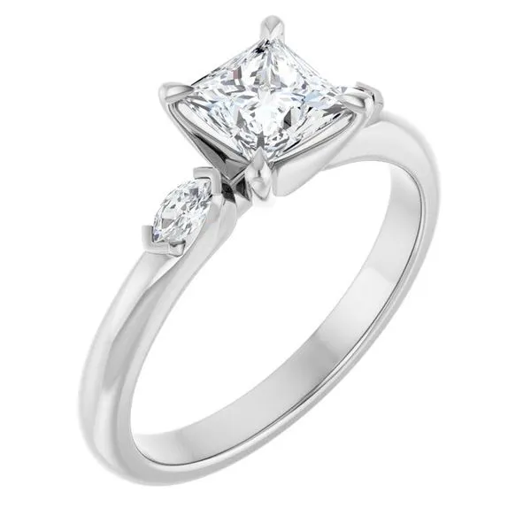Claw-Prong Three-Stone Engagement Ring