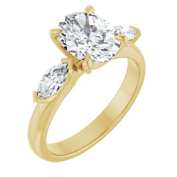 Claw-Prong Three-Stone Engagement Ring