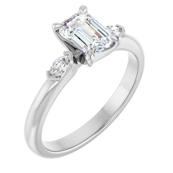Claw-Prong Three-Stone Engagement Ring