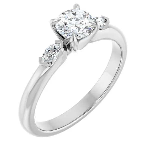 Claw-Prong Three-Stone Engagement Ring