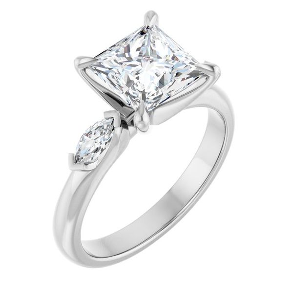 Claw-Prong Three-Stone Engagement Ring