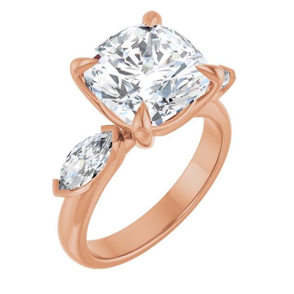 Claw-Prong Three-Stone Engagement Ring