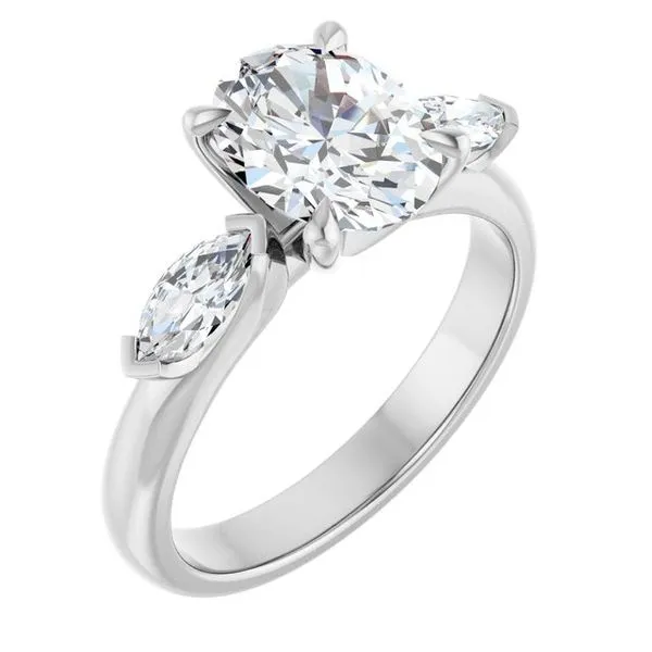 Claw-Prong Three-Stone Engagement Ring