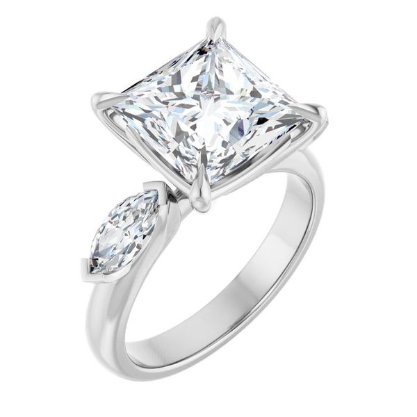 Claw-Prong Three-Stone Engagement Ring