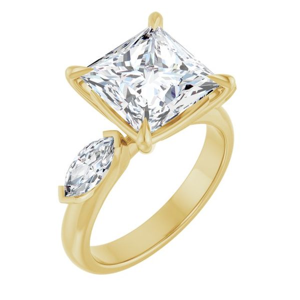 Claw-Prong Three-Stone Engagement Ring