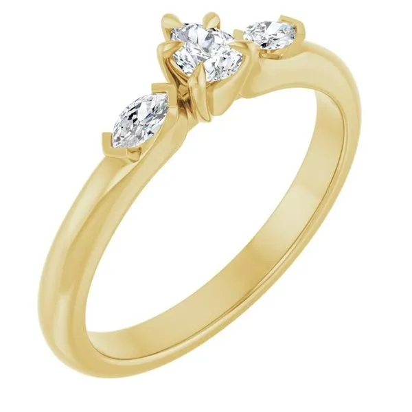Claw-Prong Three-Stone Engagement Ring