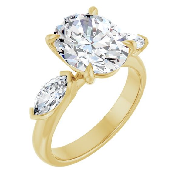 Claw-Prong Three-Stone Engagement Ring