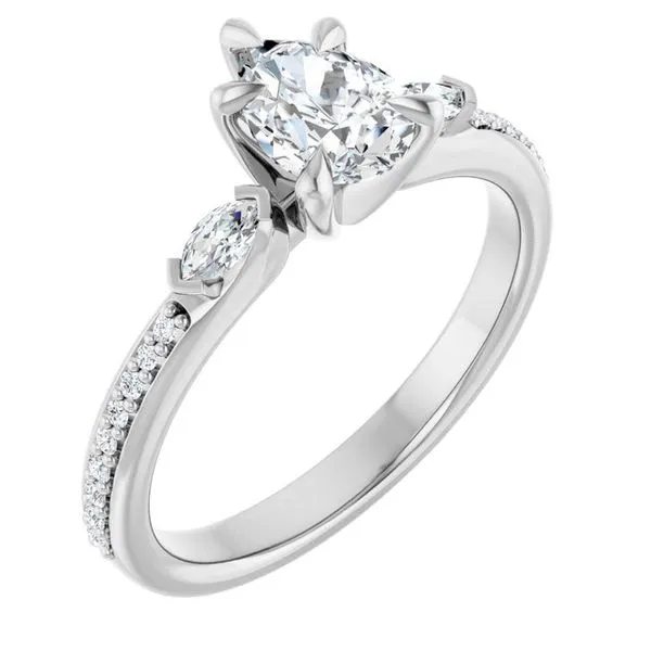 Claw-Prong Three-Stone Engagement Ring